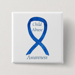 Child Abuse Blue Awareness Ribbon Custom Pin