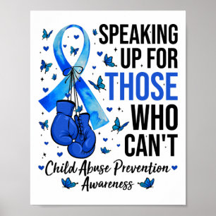 Child Abuse Prevention Awareness Boxing Gloves Blu Poster