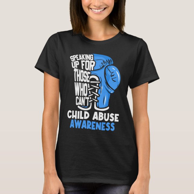 Child Abuse Prevention Awareness Boxing Gloves Blu T-Shirt (Front)