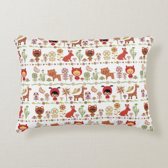 Child and Animals Pattern Accent Pillow (Front)