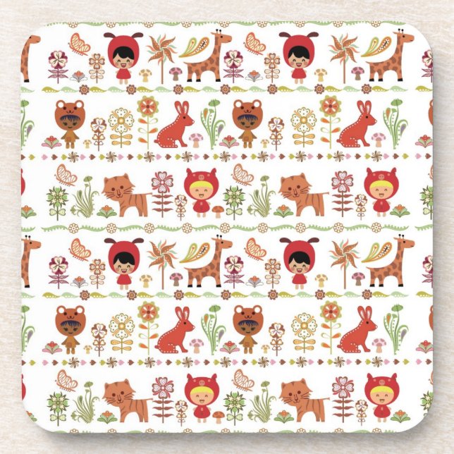 Child and Animals Pattern Coaster (Front)