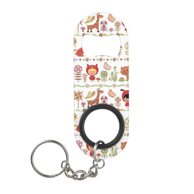 Child and Animals Pattern Mini Bottle Opener (Front)