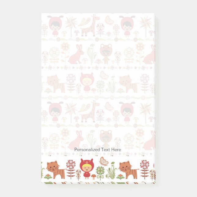 Child and Animals Pattern Post-it Notes (Front)