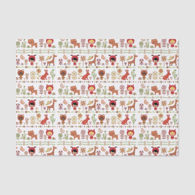 Child and Animals Pattern Tissue Paper (Front)