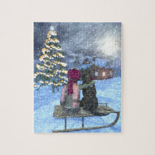 Child and Dog Watching for Santa Puzzle