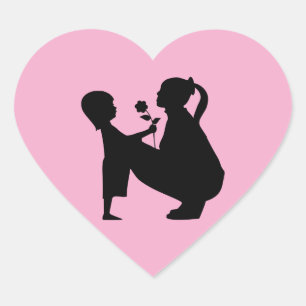 Child And Mother Heart Shaped Sticker