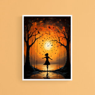 Child at Sunset, Decorative Serene Wall Art