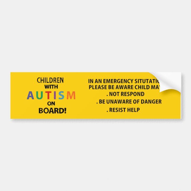 Child Autism Car Truck Decal Sticker. Alert Respon (Front)