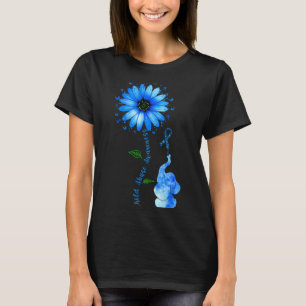 Child Awareness Suower Light Blue Ribbon Elephant T-Shirt
