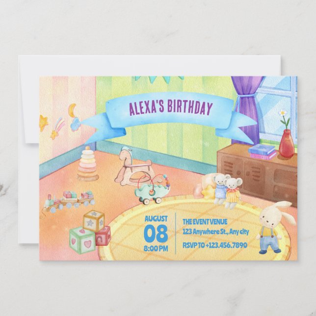 Child Baby room with toys birthday Invitation (Front)
