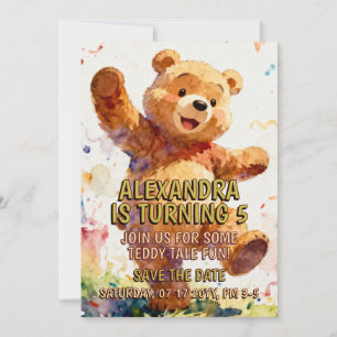 Child Birthday Animals - Cute Teddy Bear 1 Invitation