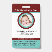 Child Boy Girl Photo ID Identification Card