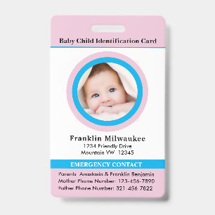 Child Boy Girl Photo ID Identification Card Badge