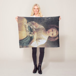 Child Braiding a Crown, Bouguereau Fleece Blanket