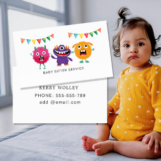 Child Care Nanny Babysitter Colourful Funky Cool Business Card