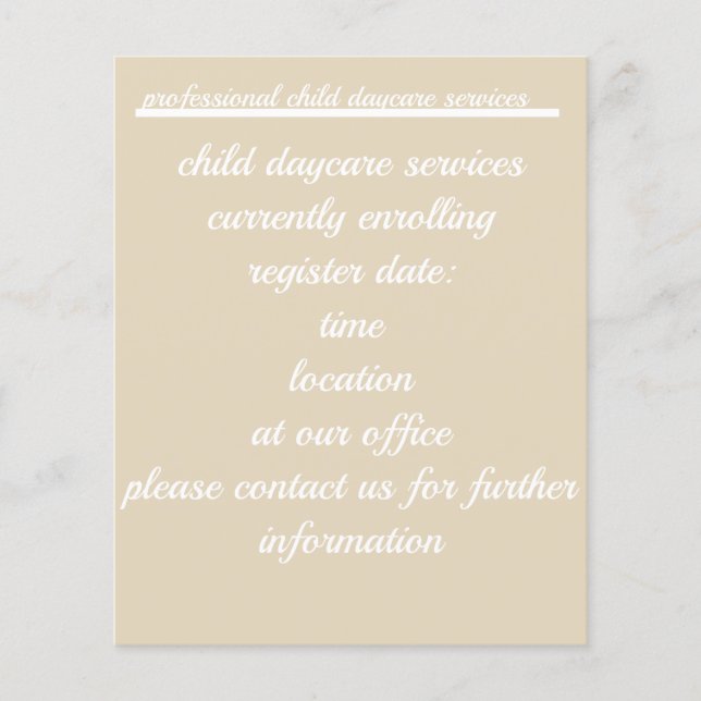 child daycare services  flyer (Front)