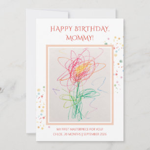 Child Drawing Photo Happy Birthday Mommy Keepsak Invitation