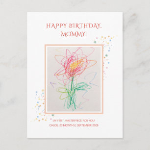 Child Drawing Photo Happy Birthday Mommy Keepsak Postcard