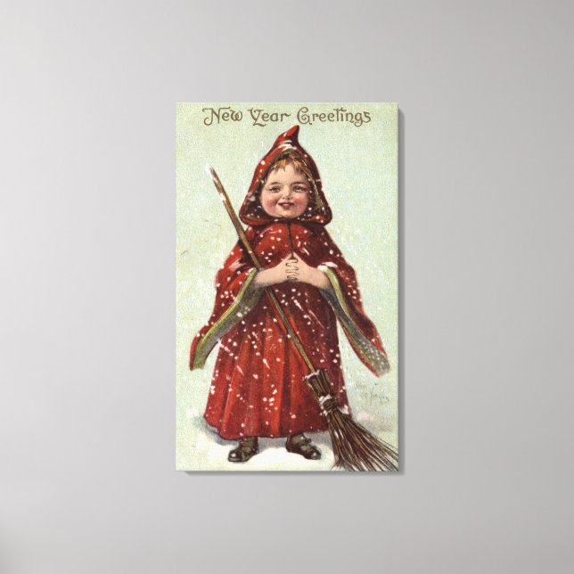 Child Dressed in Red Cloak Canvas Print (Front)