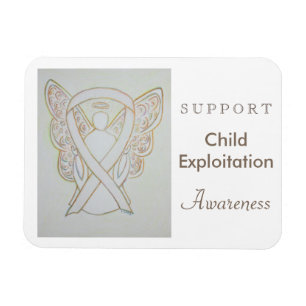 Child Exploitation Awareness White Ribbon Magnet
