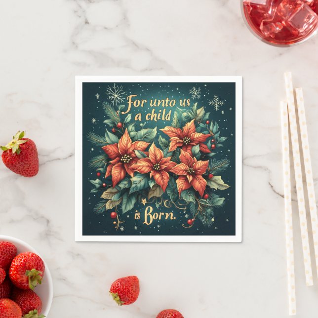 Child & Flowers Scripture Verse Festive Découpage Napkin (Insitu)