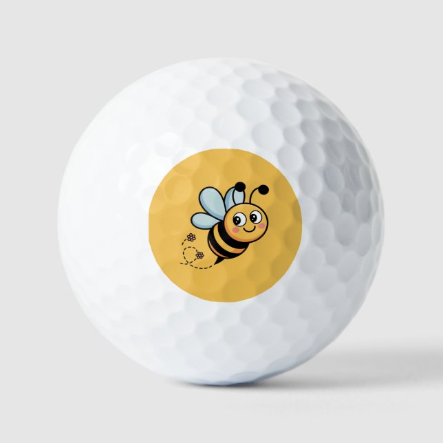 Child-Friendly Bee Mascot with Dotted Trail Golf Balls (Front)