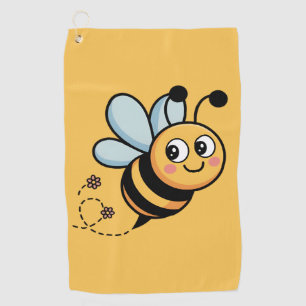 Child-Friendly Bee Mascot with Dotted Trail Golf Towel