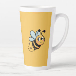 Child-Friendly Bee Mascot with Dotted Trail Latte Mug