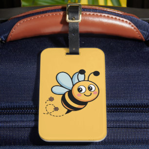 Child-Friendly Bee Mascot with Dotted Trail Luggage Tag