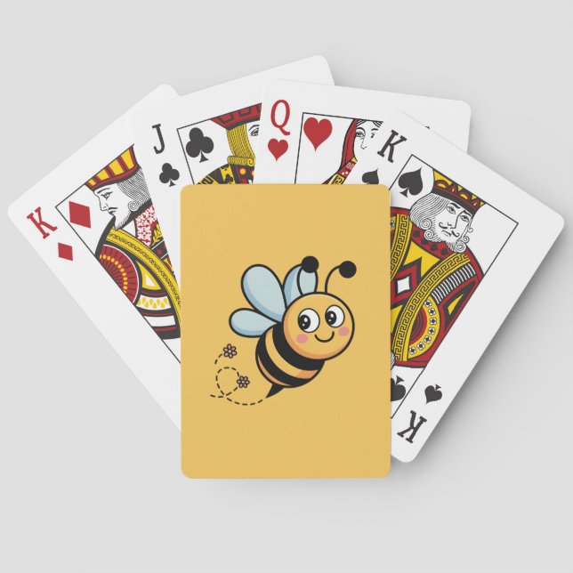 Child-Friendly Bee Mascot with Dotted Trail Playing Cards (Back)