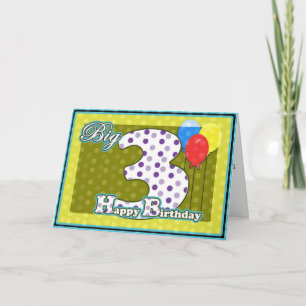 Child Happy 3rd Birthday, Balloons Big Birthday Card