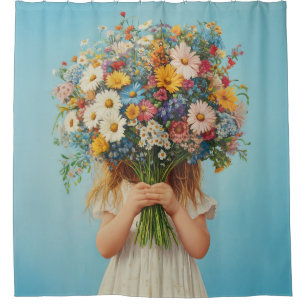 Child Holding a Lush Wildflower Bouquet