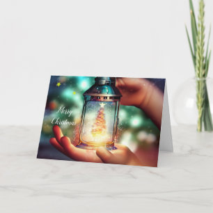 Child Holding Christmas Lantern Holiday Card