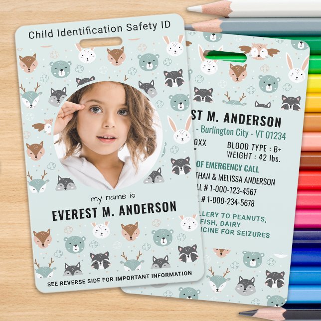 Child ID Emergency Identification Cute Kids Photo  Badge (Creator Uploaded)