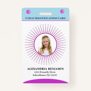 Child Id Identification Card Boy Girl Photo Custom Badge