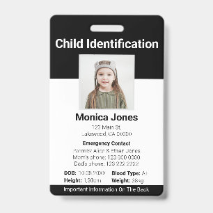 Child Identification Photo Black Badge