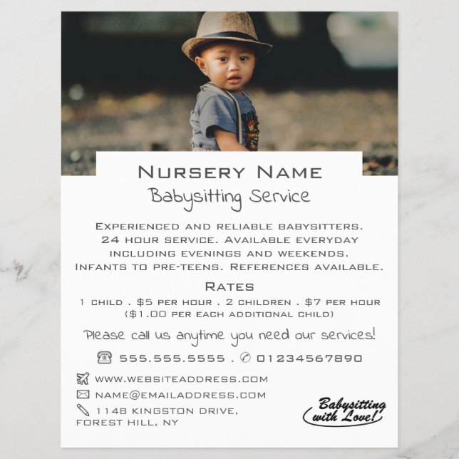 Child in Hat, Babysitter, Daycare, Nursery Advert Flyer (Front)