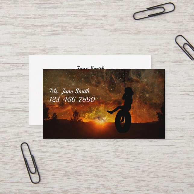 Child In Tire Swing Business Card (Front/Back In Situ)