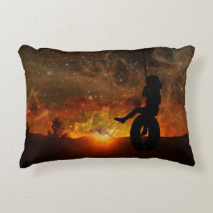 Child In Tire Swing Throw Pillow