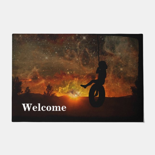 Child In Tire Swing Welcome Door Mat (Front)