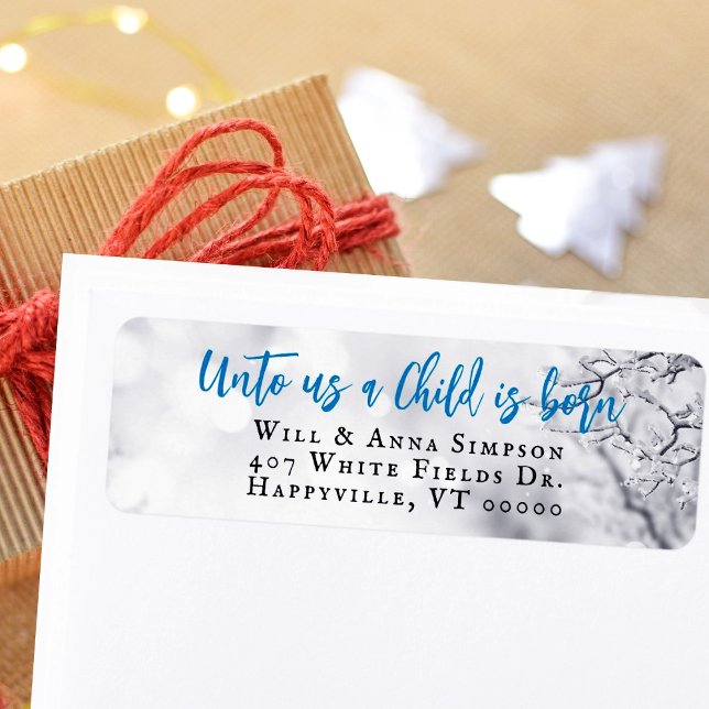 Child is Born Christian Christmas Return Address (Creator Uploaded)
