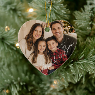 Child Is Born Christmas Photo Ceramic Ornament