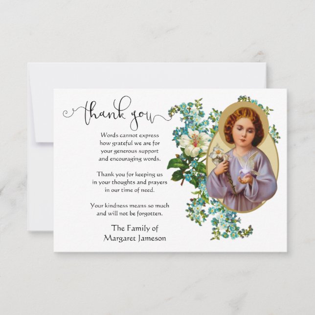 Child Jesus Religious Thank You Condolence Card (Front)