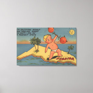 Child Lifting Barbell of Oranges Canvas Print