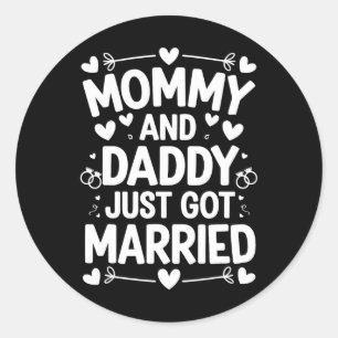 Child Marriage Wedding Bride Groom Mommy And Daddy Classic Round Sticker
