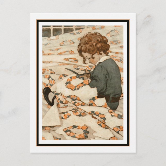 Child Mending Curtains by Jessie Willcox Smith Postcard (Front)