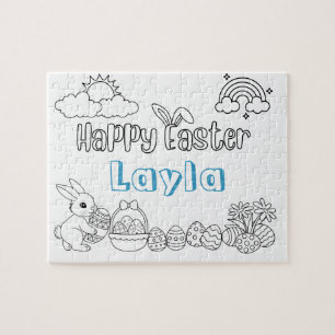  Child Name Easter Colouring Puzzle 