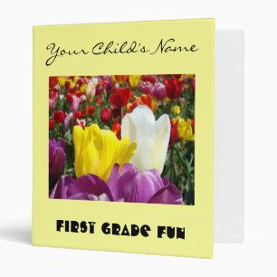 Child Name First Grade Fun binder Scrapbook Tulips