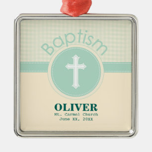 Child of God Baptism, Gender Neutral Green Metal Ornament