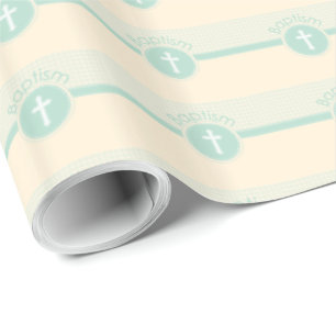 Child of God Baptism, Gender Neutral Green Wrapping Paper
